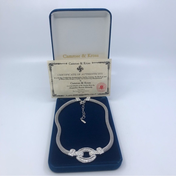 Camrose & Kross Rhodium Plated Mesh Necklace With Crystal JBK - Picture 2 of 9